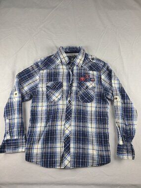 Company 81 Long Sleeve Button Up Dress Shirt Boys M Blue & White